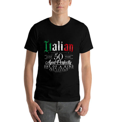50th Birthday Gift Italian Age 50 Years Old Born in Italy  Slim-fit Cut T-Shirt
