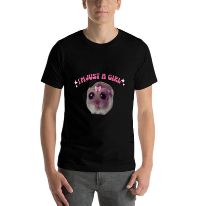I'm Just A Girl Sad Hamster Meme  Oversized Silhouette T-Shirt