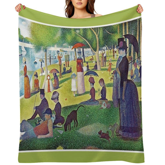 Seurat's A Sunday Afternoon on La Grande Jatte - Fine Art Pointillism Velvety-soft Throw Blanket