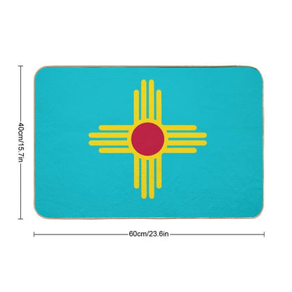 New Mexico Flag in Turquoise  Easy To Clean Bath Mat