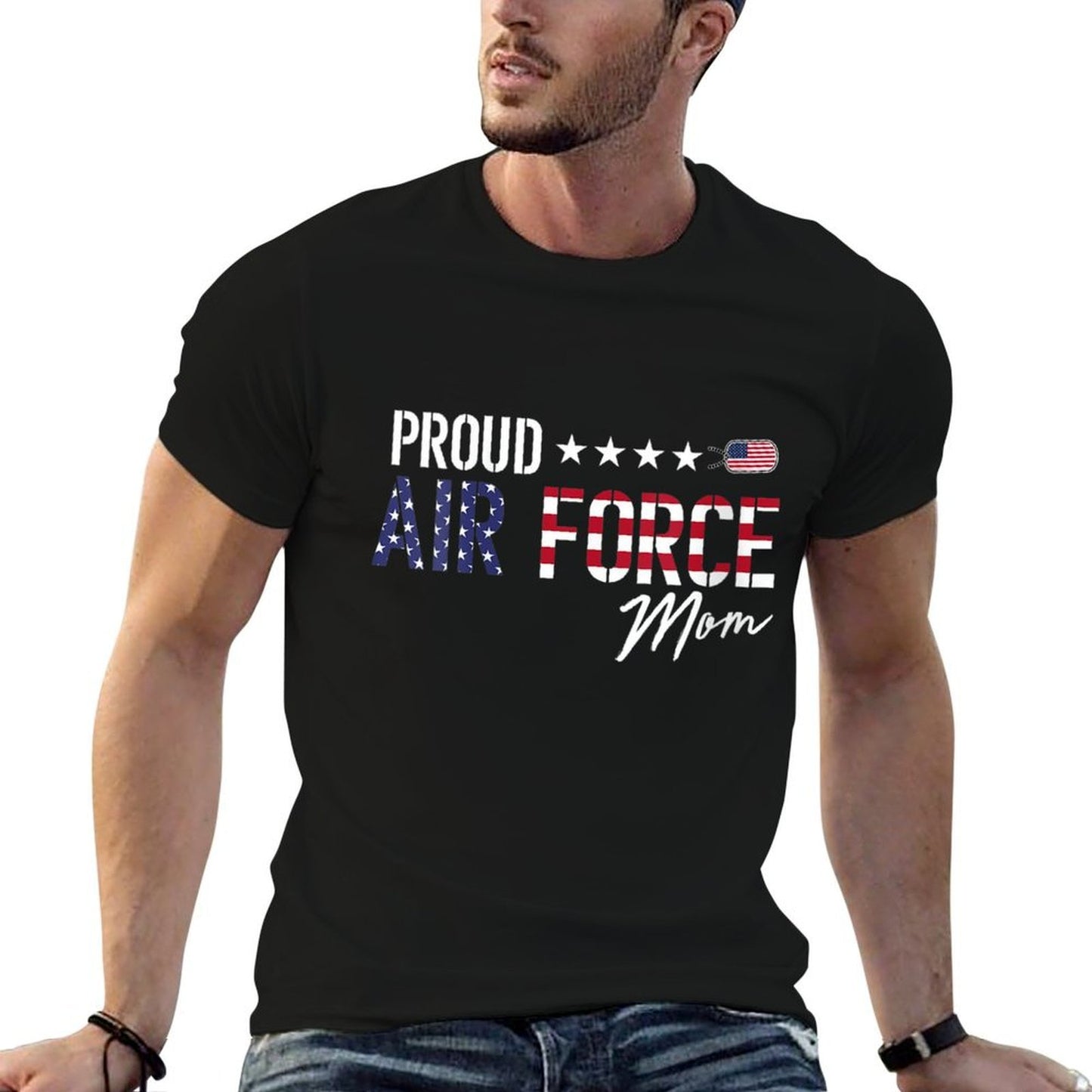 Womens US Proud Air Force Mom  Trendy Pattern T-Shirt