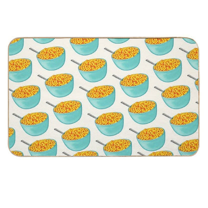 Mac & Cheese Pattern - White  Fade-Resistant Bath Mat