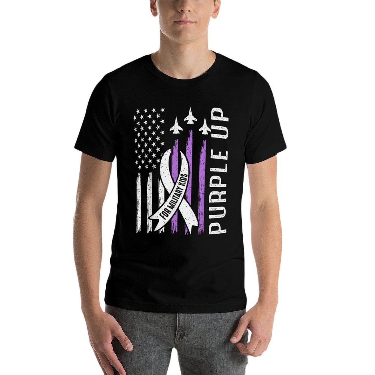 Purple Up for Military Kids Month Child Force Flag US Boys  Lightweight T-Shirt