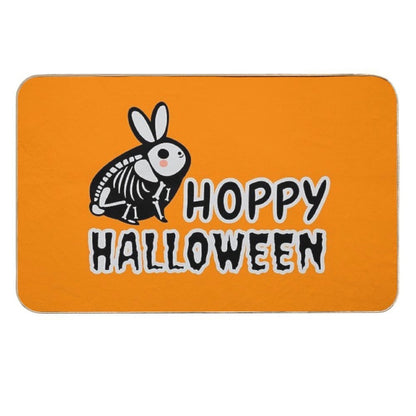Hoppy Halloween, Cute Skeleton Rabbit Halloween Pun  Toxin-Free Bath Mat