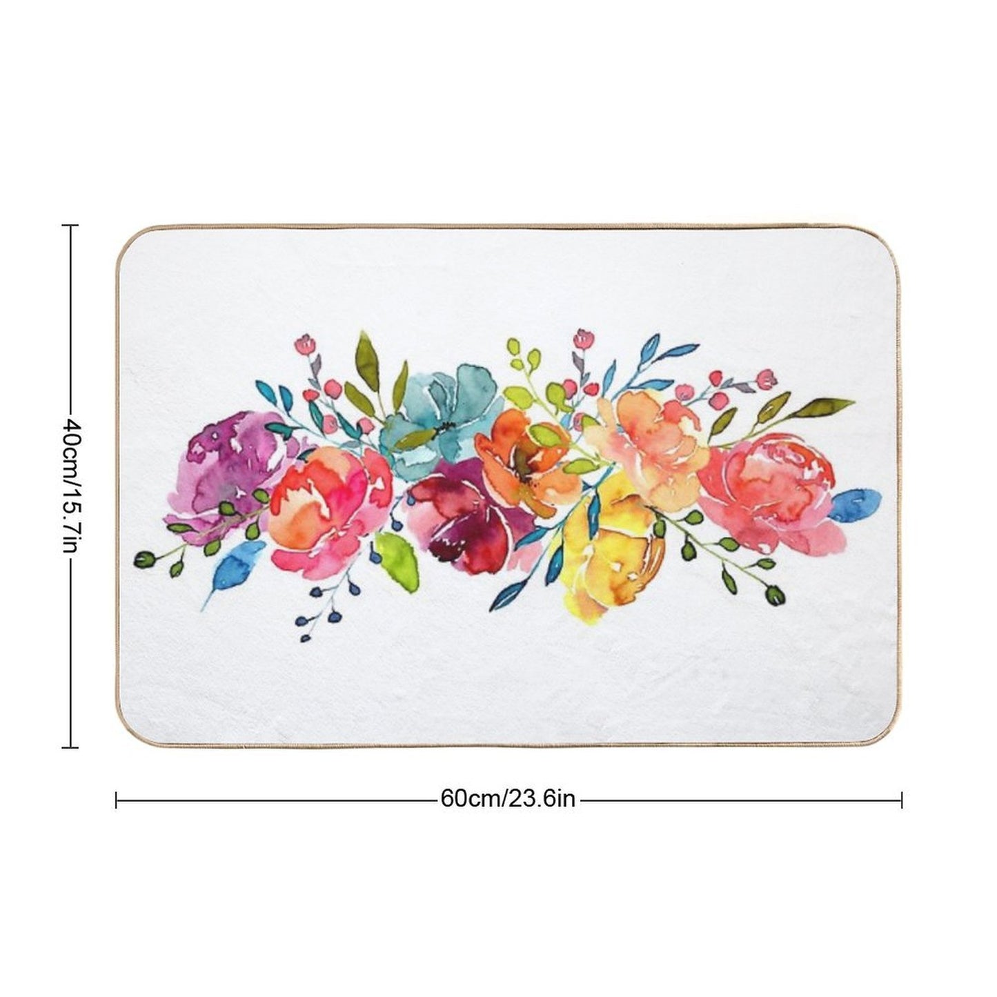 Bright Flowers Summer Watercolor Peonies  High-Traffic Bath Mat