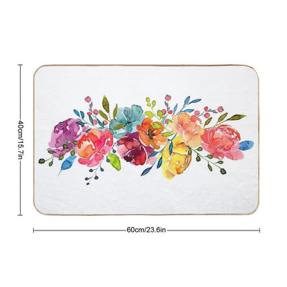 Bright Flowers Summer Watercolor Peonies  High-Traffic Bath Mat
