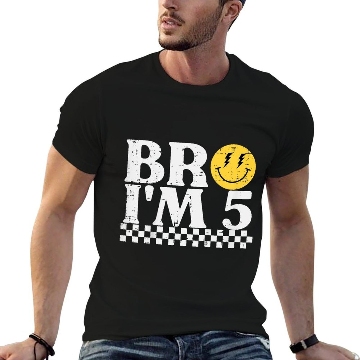 Kids 5th Birthday Bro Im 5 Smile Retro Groovy Boys Girls Kids  Soft T-Shirt