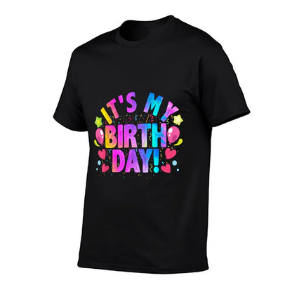 It's My Birthday, Day Of Birth & B-Day, Colorful Birthday  Oversized Silhouette T-Shirt