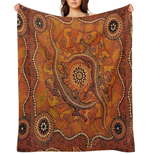 Goanna Dreaming Plush Throw Blanket