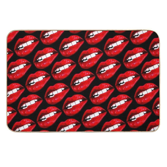 Lip Pattern - Black  Stain-Proof Bath Mat