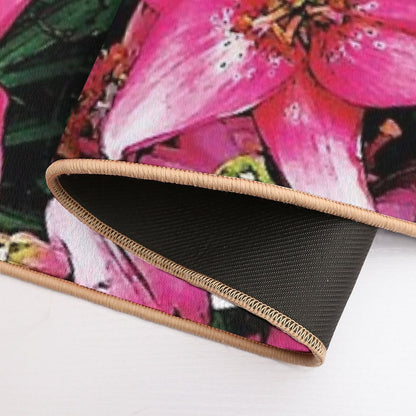 Lovely Pink Lilies in Full Bloom Water Color  Long-Lasting Bath Mat