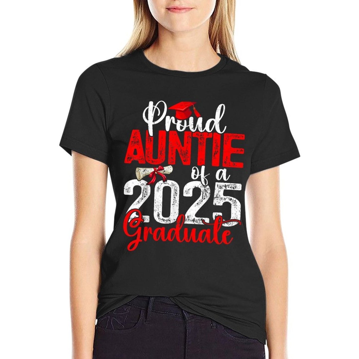 Proud Auntie Of A Class Of 2025 Graduate Senior Graduation  Heathered Texture T-Shirt