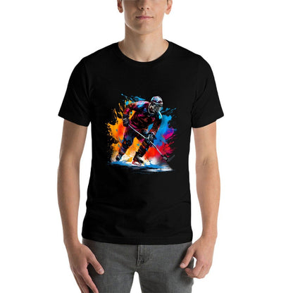 Colorful Ice Hockey  Polyester Blend T-Shirt