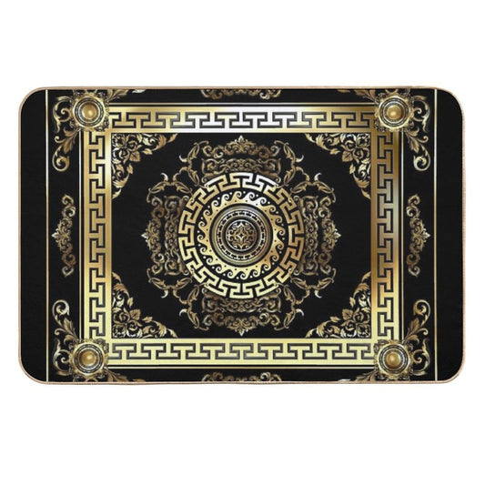 Baroque Gold Black Greek Key Meander  Odorless Bath Mat