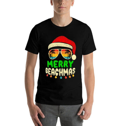 Merry Beachmas Tropical Christmas Hawaii Smile Beach  Rolled Sleeves T-Shirt
