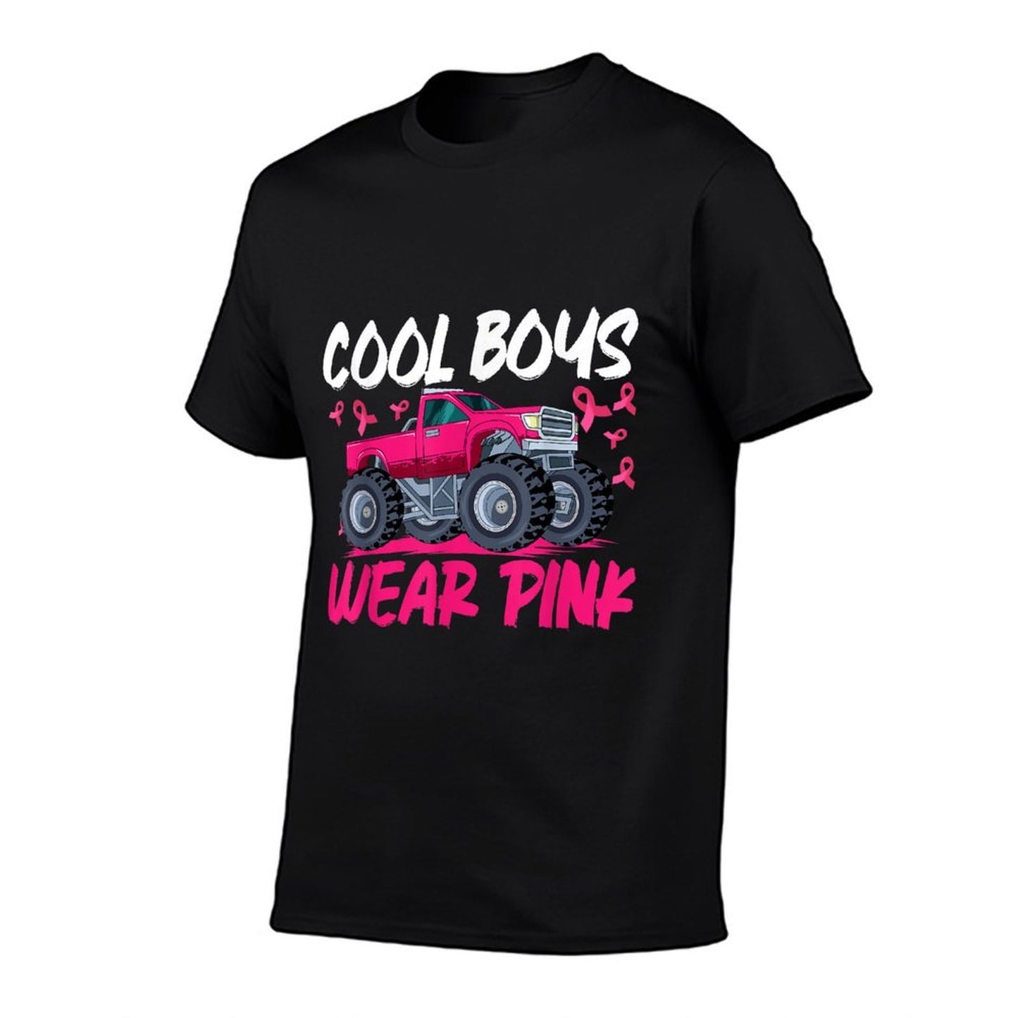Monster Truck Breast Cancer Awareness Cool Boys Wear Pink  Breathable T-Shirt