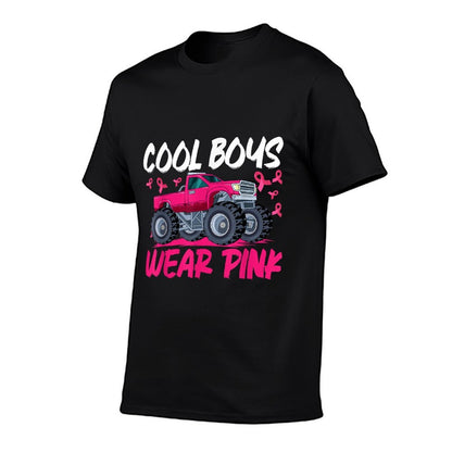 Monster Truck Breast Cancer Awareness Cool Boys Wear Pink  Breathable T-Shirt