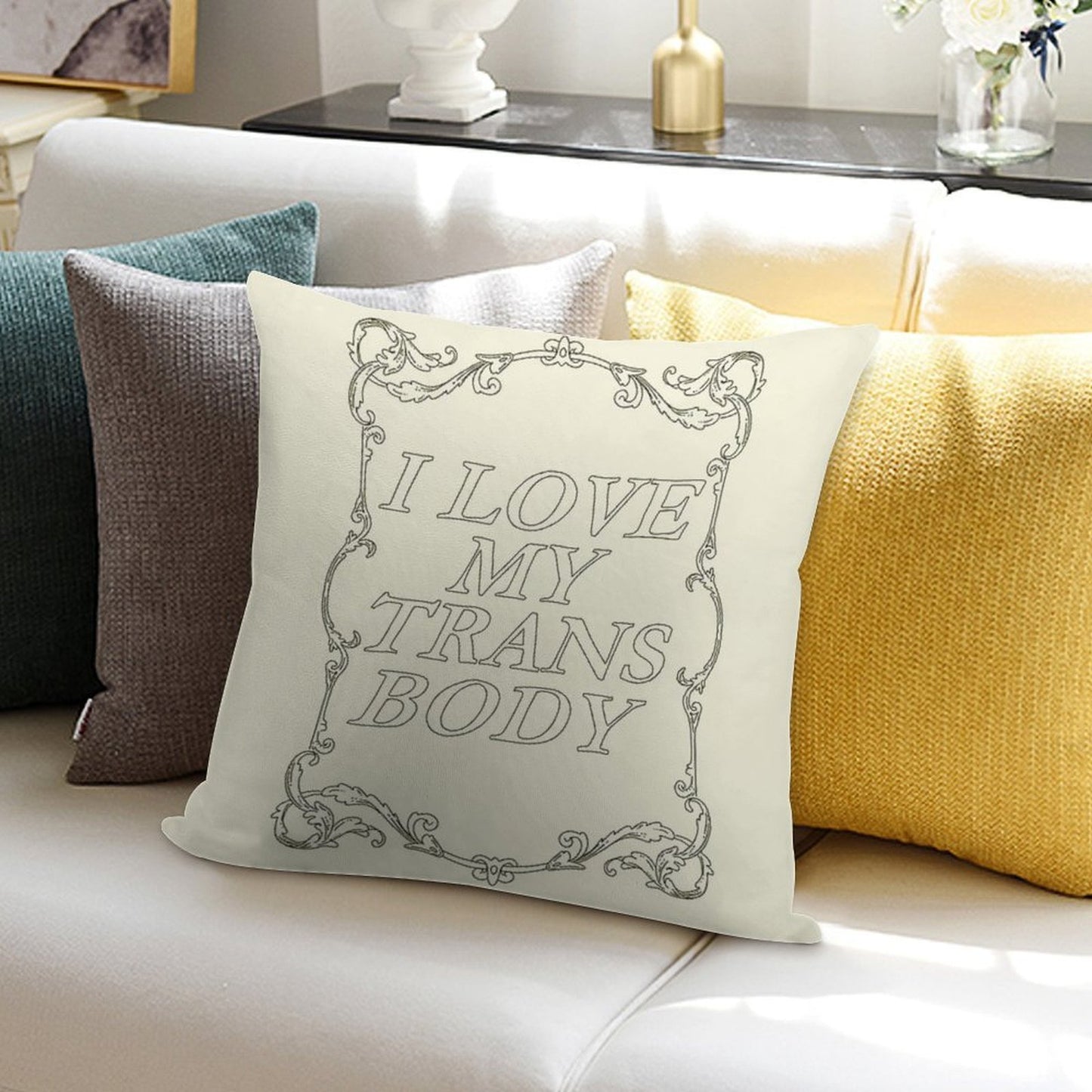 I Love My Trans Body Soft Decorative Cover Throw Pillow