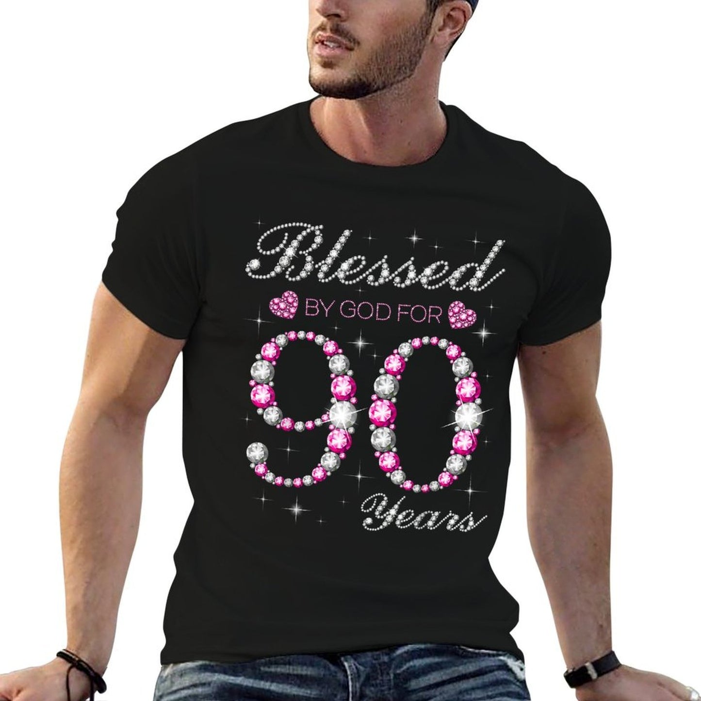 Blessed By God For 90 Years Old 90th Birthday Party B-day Comfortable T-Shirt