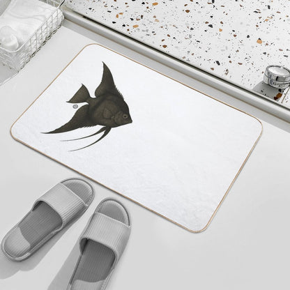Black Angelfish - Vintage Japanese Style - Angel Fish  Anti-Trip Bath Mat