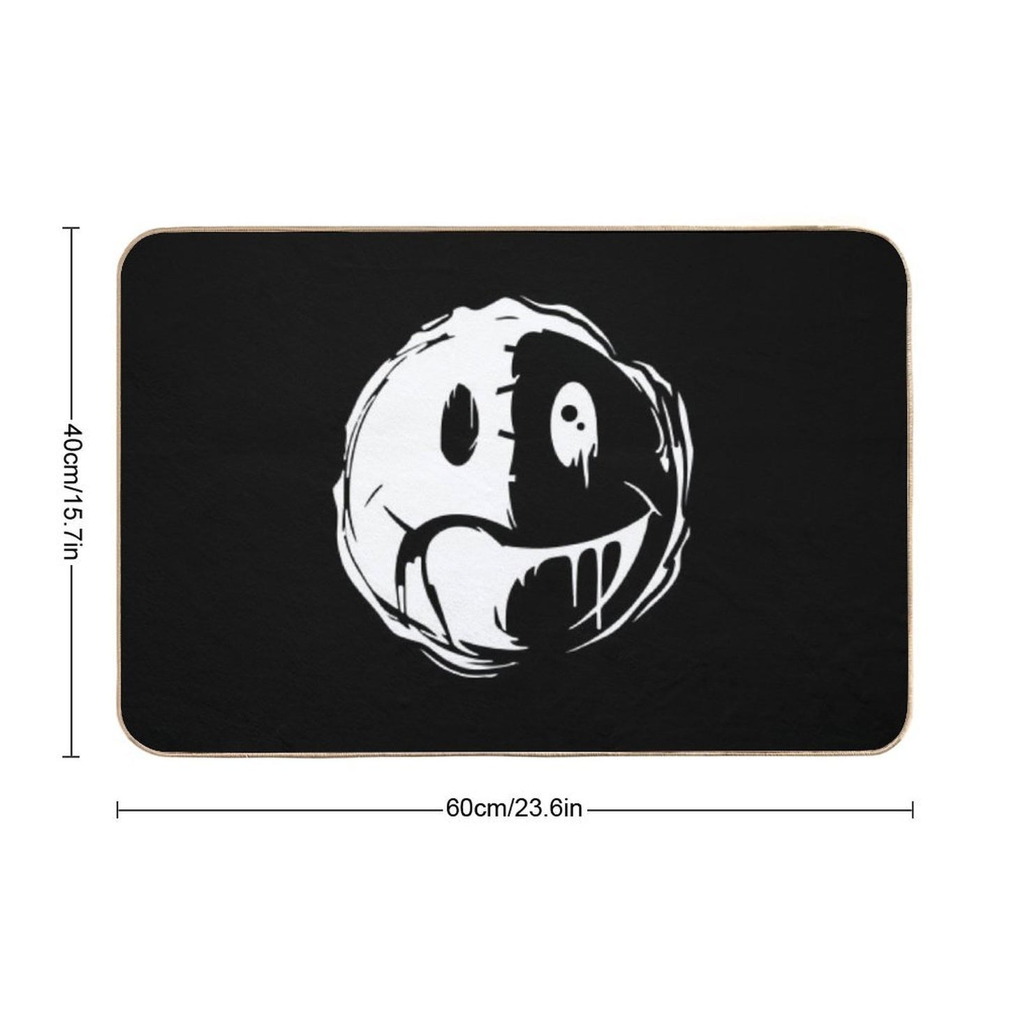 SmileySad Face – Emo Punk Split Mood Design  Absorbent Bath Mat