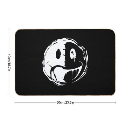 SmileySad Face – Emo Punk Split Mood Design  Absorbent Bath Mat