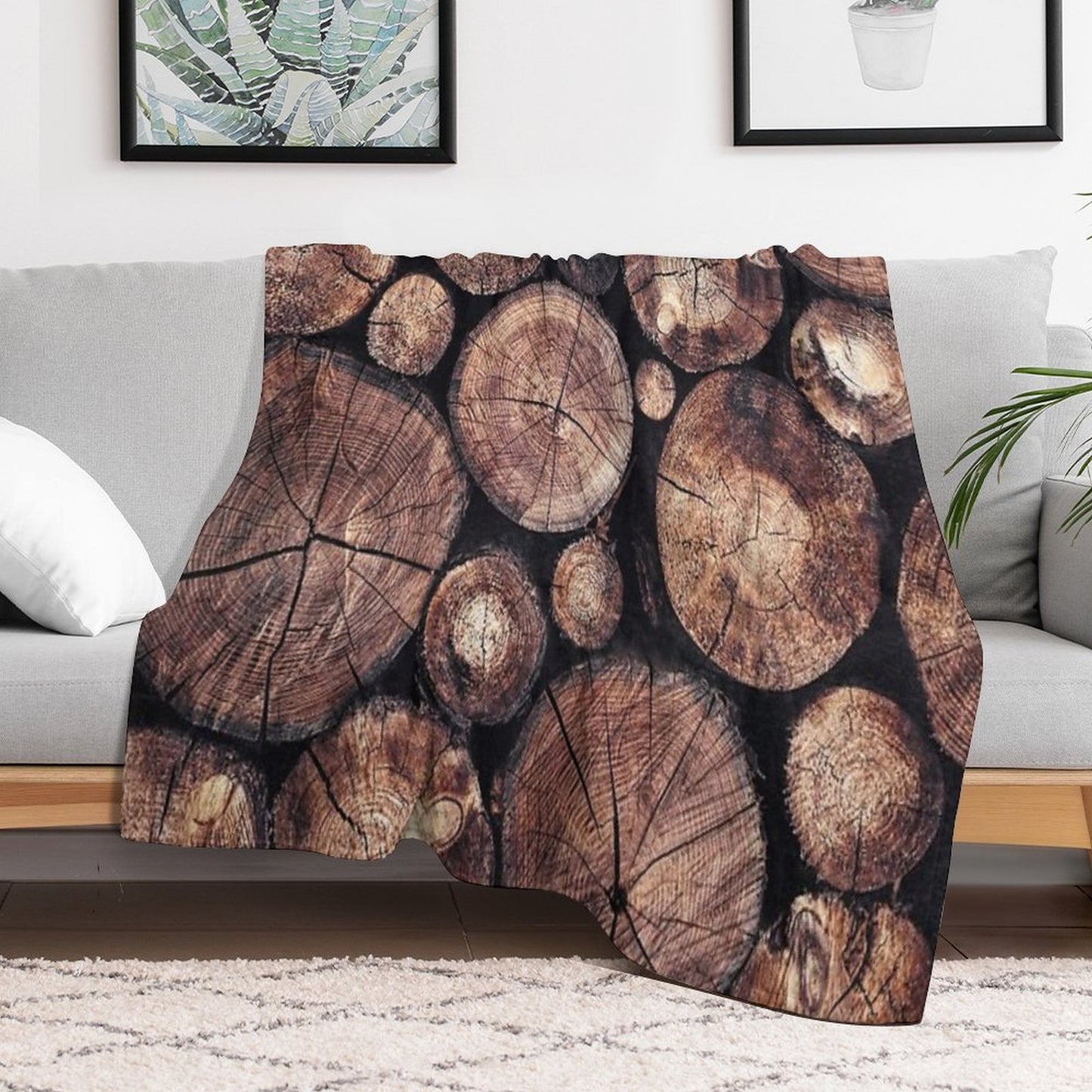 The Wood Holds Many Spirits  Vintage Moody Spiritual Forest Texture Lodge Logs With Cascadia Cabin Tree Souls Travel-friendly Throw Blanket