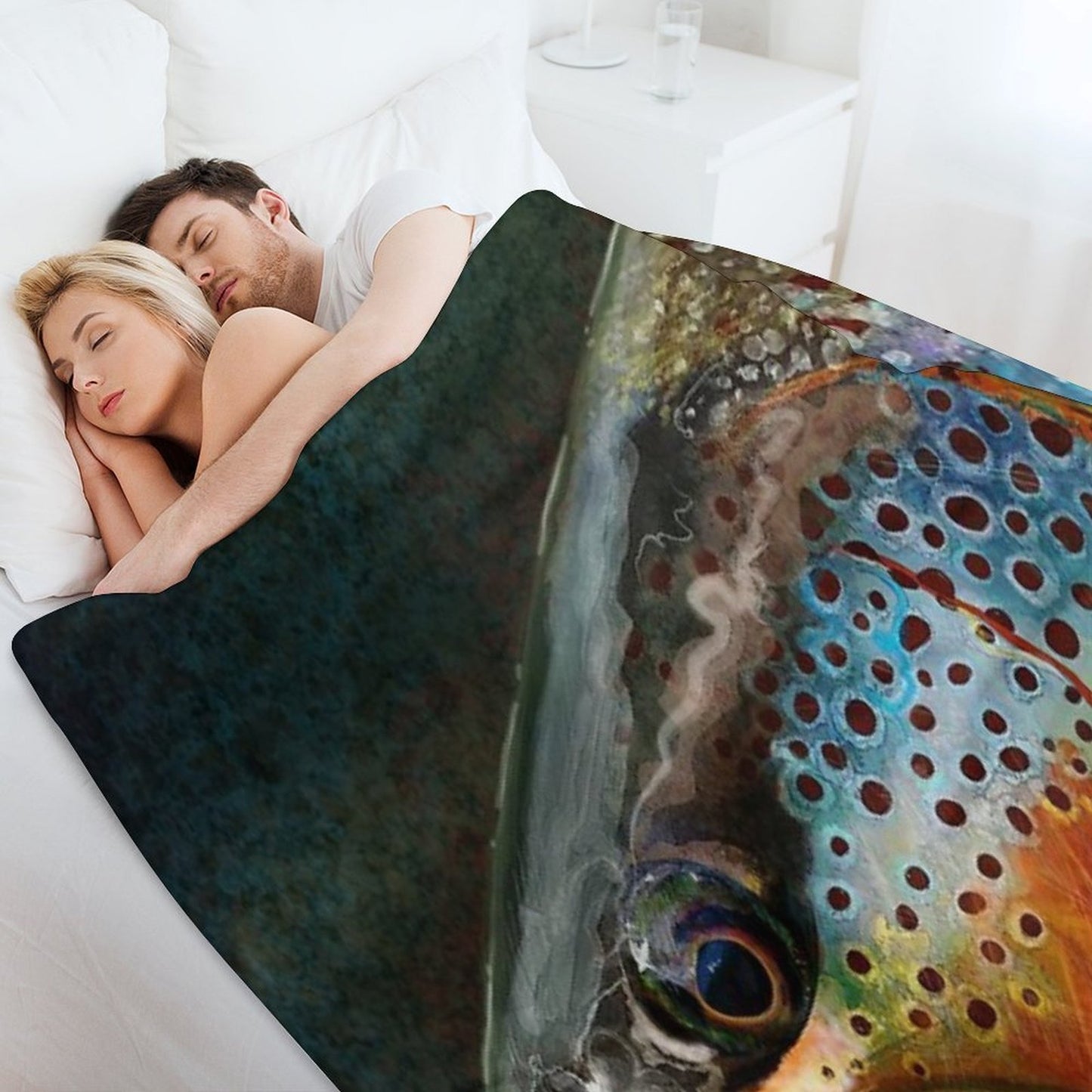 The Night Hunter Wild Brown Trout Plush Throw Blanket