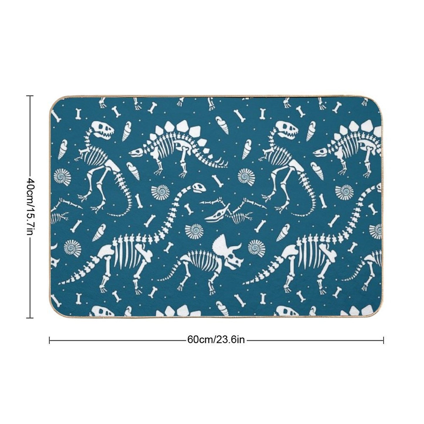Dinosaur Fossils in Blue  Stain-Proof Bath Mat