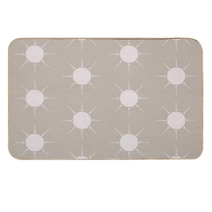 Pretty Polka Dots Sun Pattern Boho Aesthetic In Muted Colors Light Taupe Durable Bath Mat