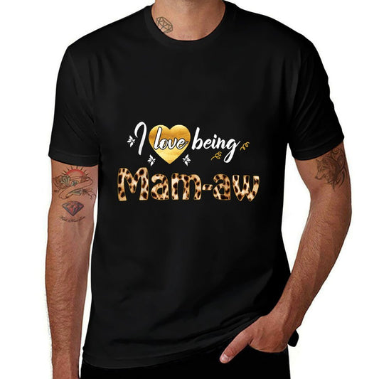 I Love Being Mam-aw Shirt Leopard Christmas Tshirt  Fade-proof Color T-Shirt