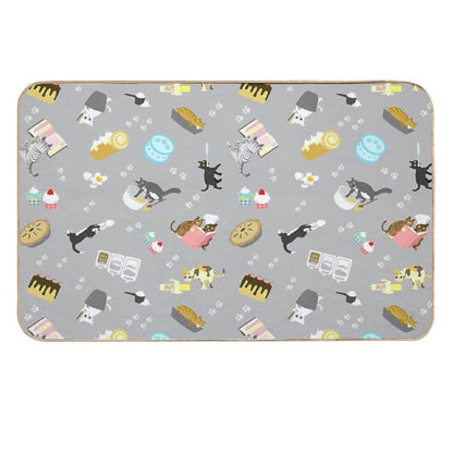 Cats Baking Cakes And Other Sweets, in Grey Durable Bath Mat