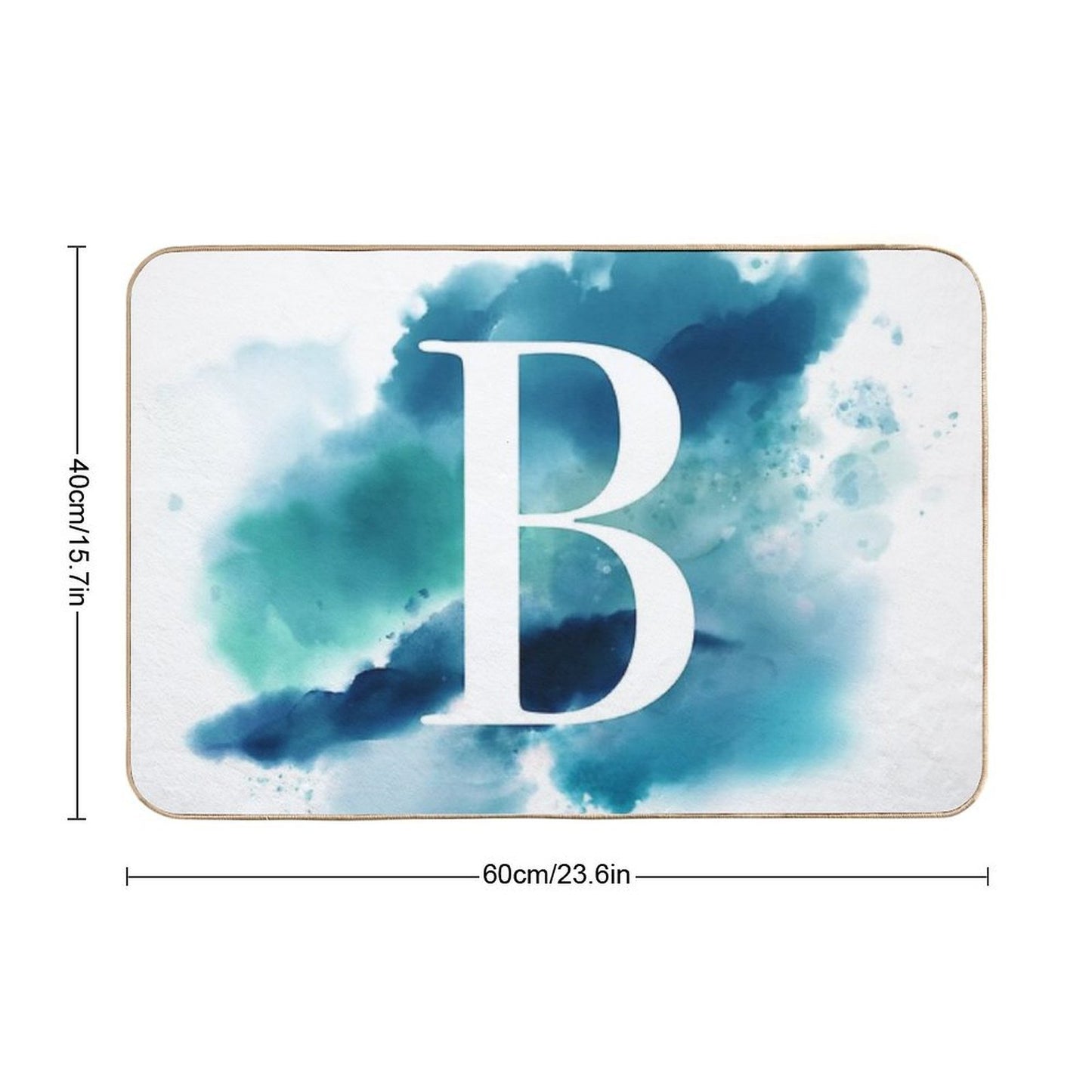 Blue Watercolour Monogram B Letter  Odorless Bath Mat