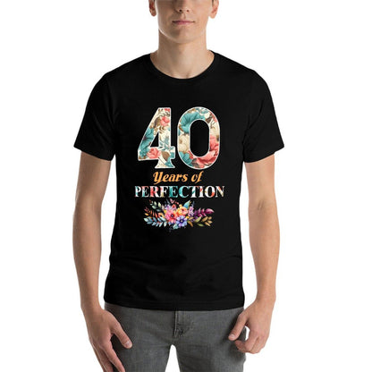 40 Years of Perfection 40th Birthday for Women  Ribbed Collar T-Shirt