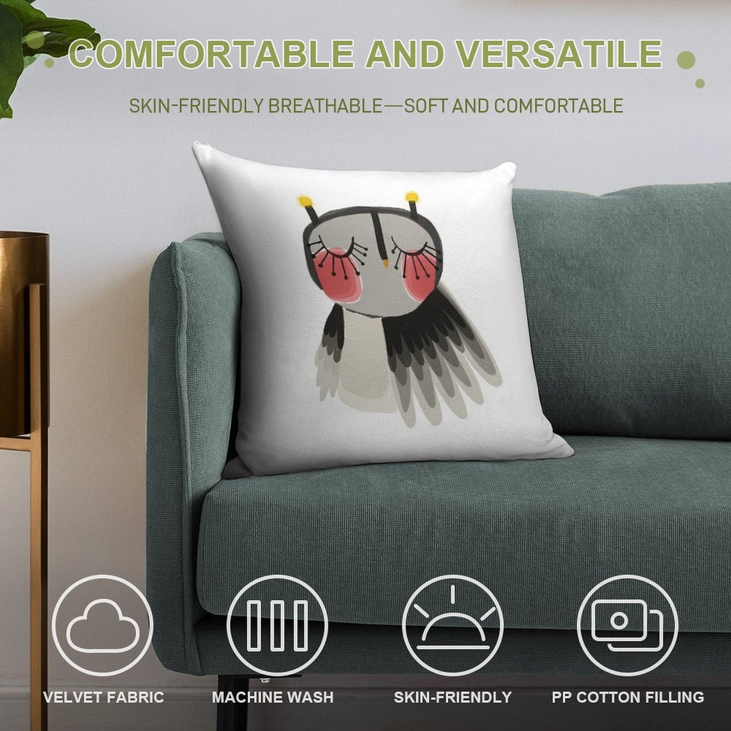 Rosy Cheeks Owl Soft Warmth Comfort Throw Pillow
