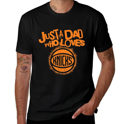 NBA New York Knicks Fathers Day Just A Dad Who Loves  Oversized Silhouette T-Shirt