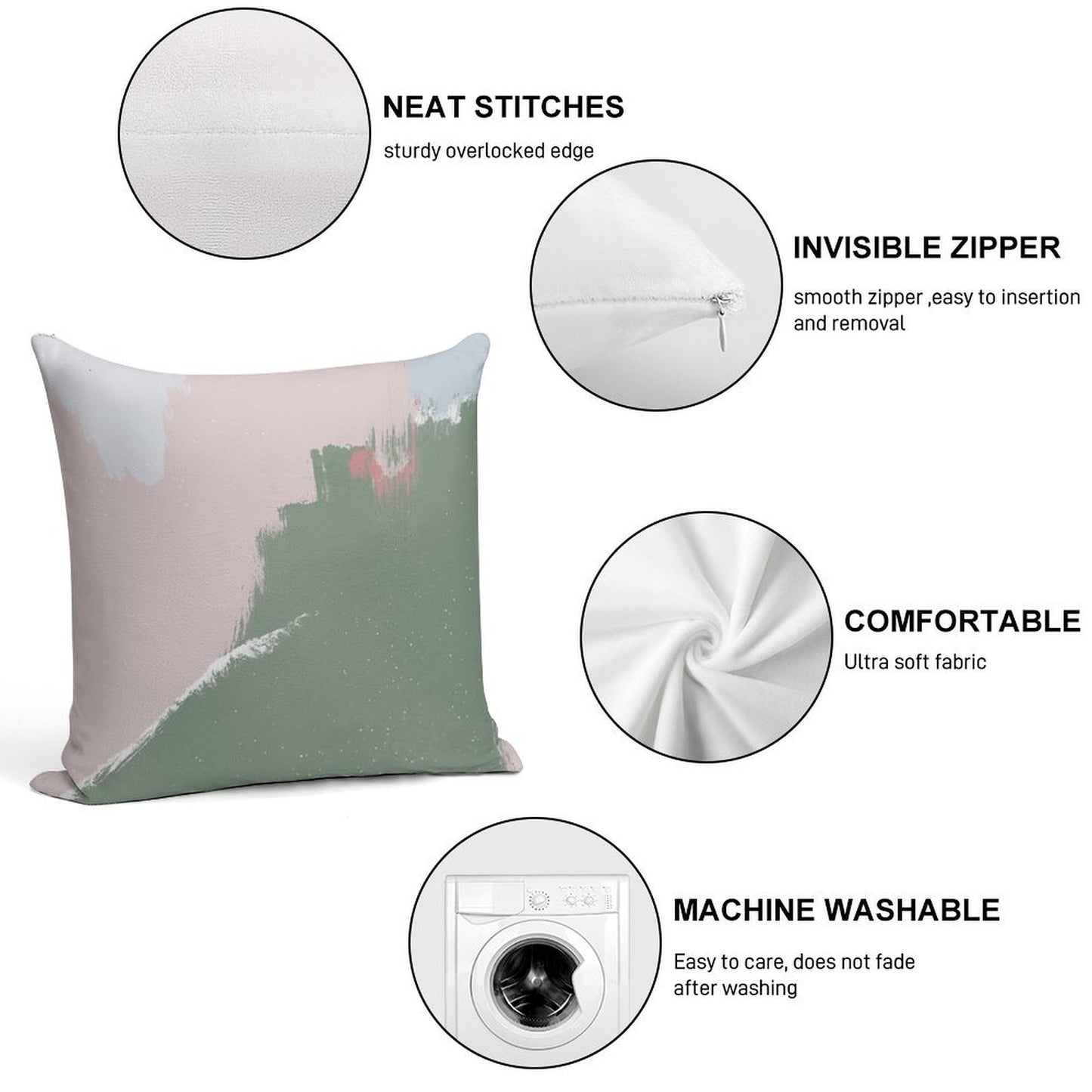 Modern Abstract Art Painting in Sage Green & Blush Pink Soft Style Accent Throw Pillow