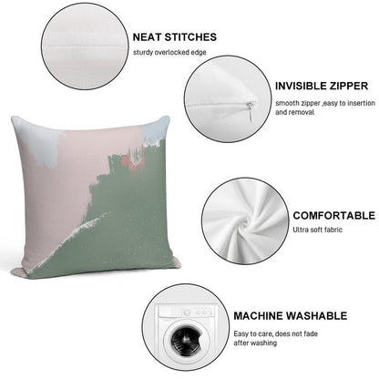 Modern Abstract Art Painting in Sage Green & Blush Pink Soft Style Accent Throw Pillow
