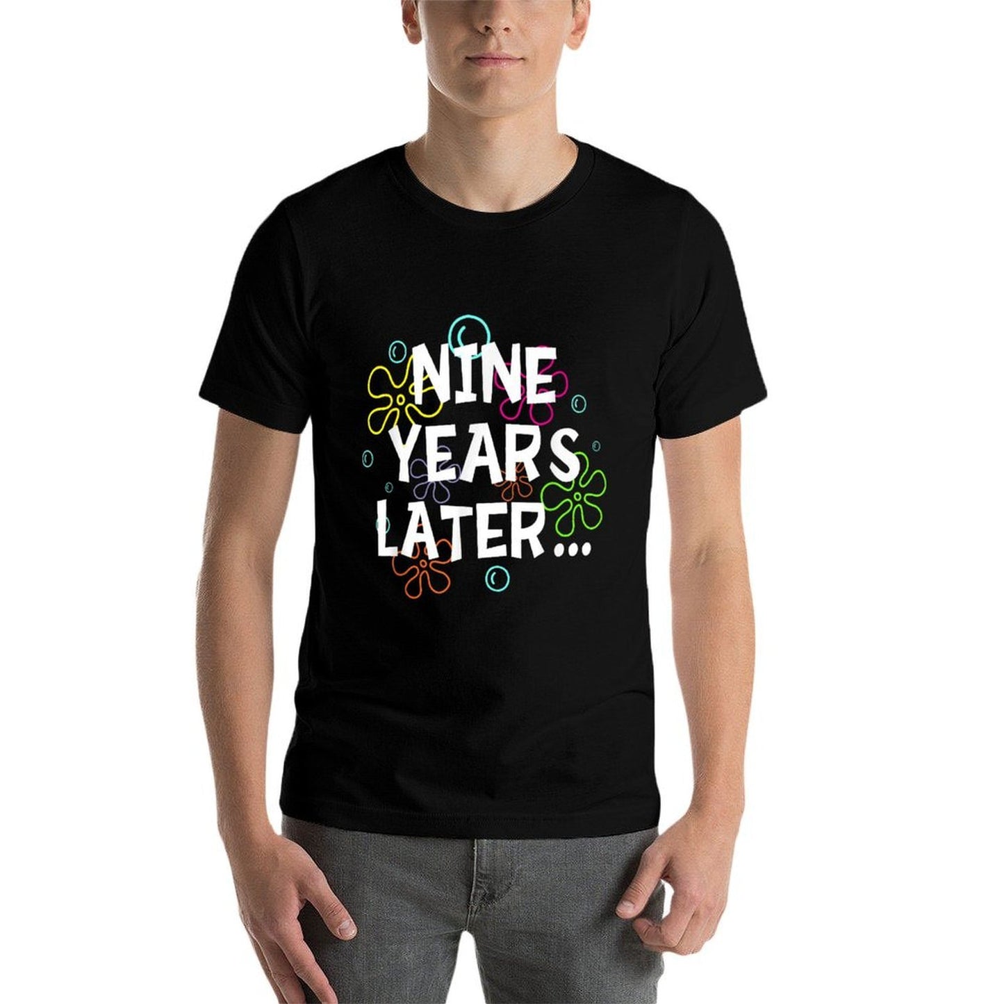 Nine Years Later Funny Meme 9 Years Old 9th Birthday Party  Ribbed Collar T-Shirt
