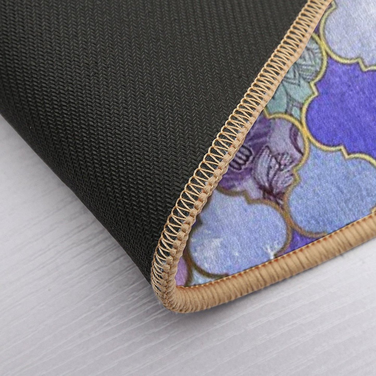 Royal Purple, Mauve & Indigo Decorative Moroccan Tile Pattern  Fade-Resistant Bath Mat
