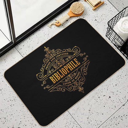 Gold Bibliophile - Black  Rapid-Drying Bath Mat