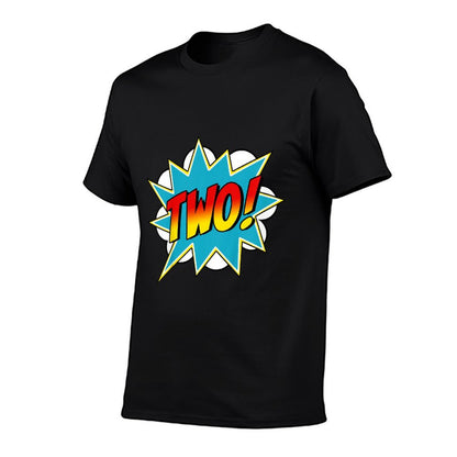 Kids Two! 2nd Birthday Superhero Boys 2 Years Old Comic Book  Cotton T-Shirt