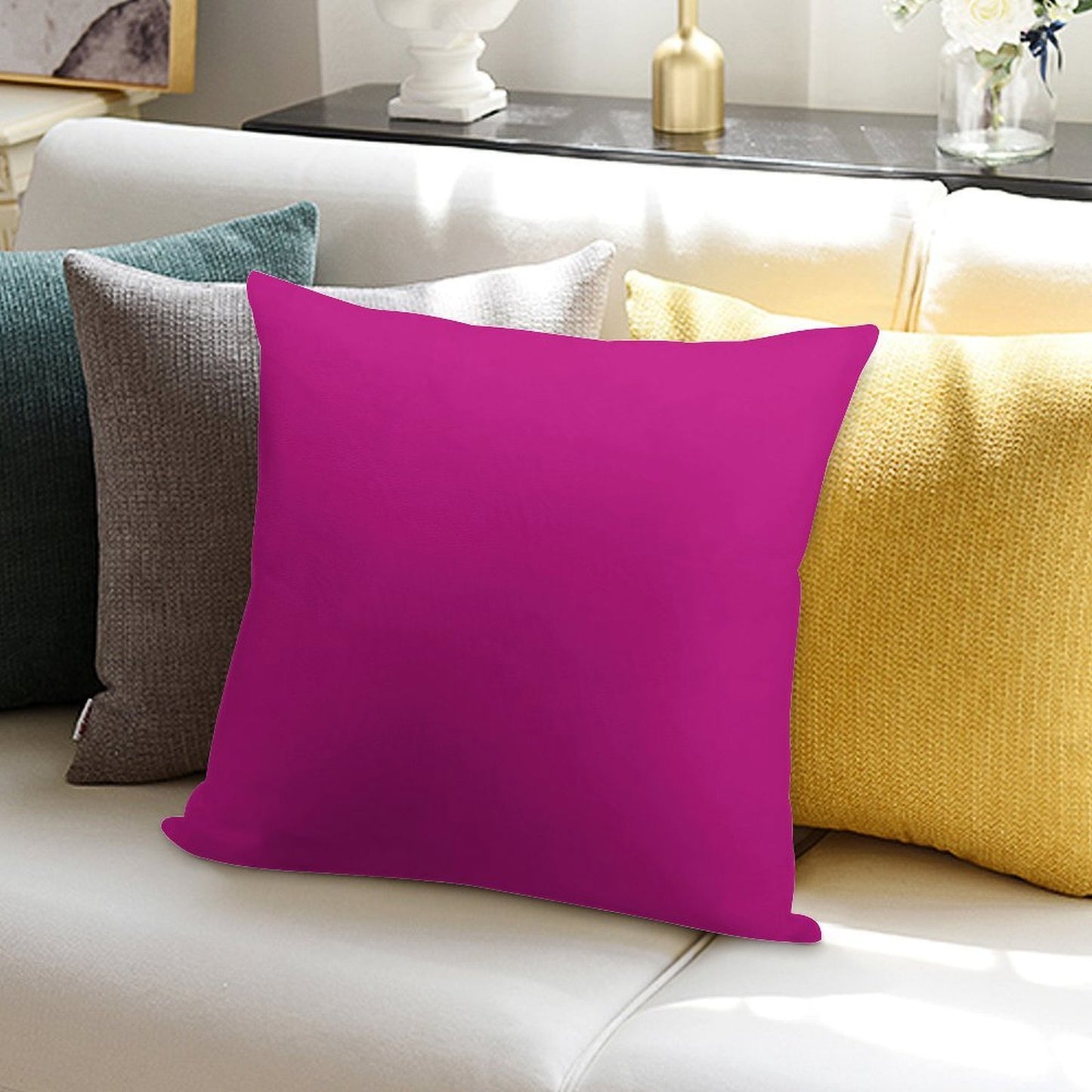 MEDIUM VIOLET ROSE RED VERY PINK HUES -100 SHADES OF PINK ON OZCUSHIONS Soft Short Plush Fabric Throw Pillow
