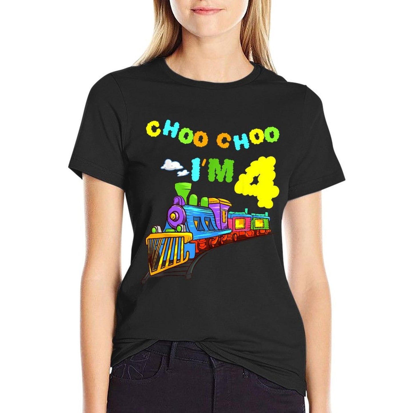 Choo Choo! I'm 4 Years Old Locomotive Train 4th Birthday  Lightweight T-Shirt