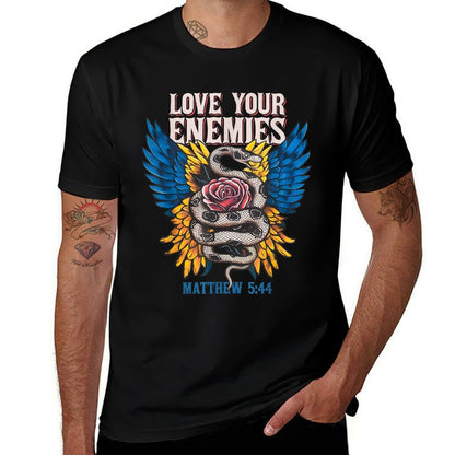 Love Your Enemies Matthew 544 Faith Christian Angel Wings  Versatile T-Shirt