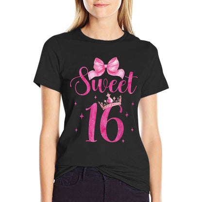 Sweet 16 Birthday Girl Coquette Aesthetic Pink Bow Birthday  Soft T-Shirt