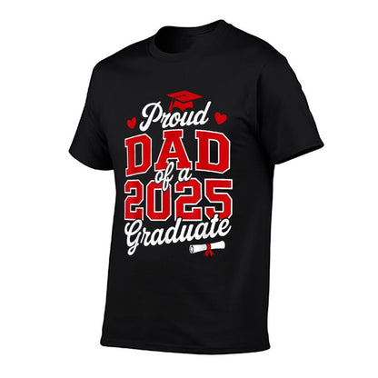 Proud Dad of A Class of 2025 Graduate Senior Graduation  Ribbed Collar T-Shirt