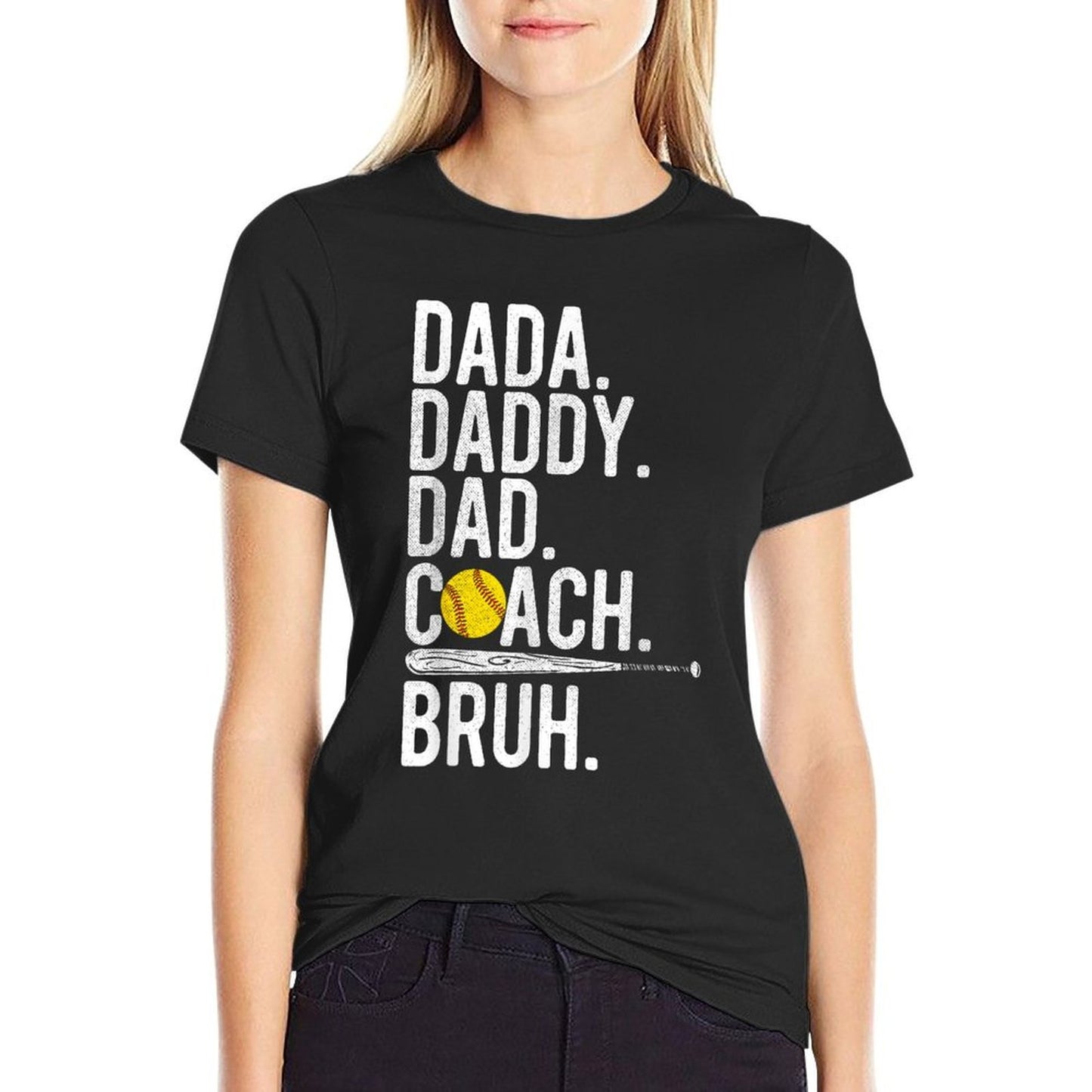 Dada Daddy Dad Bruh Vintage Softball Coach Dad Family Humor  Wrinkle-resistant T-Shirt