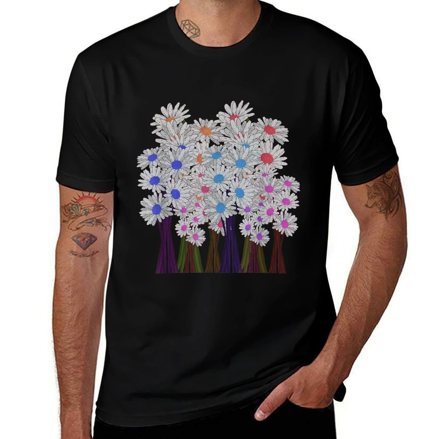 Flower Blossoms Botanical Wildflowers Daisy Botanical  Slim-fit Cut T-Shirt