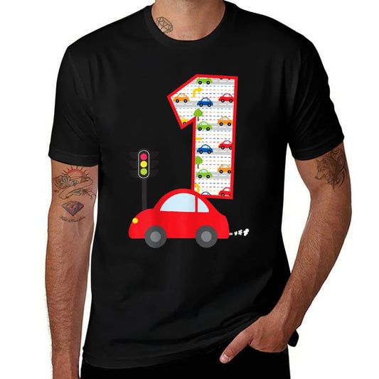 1st Birthday Cars Street Vehicles 1 Year Old Birthday  Lightweight T-Shirt
